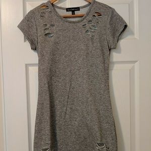 Gray sweater material dress